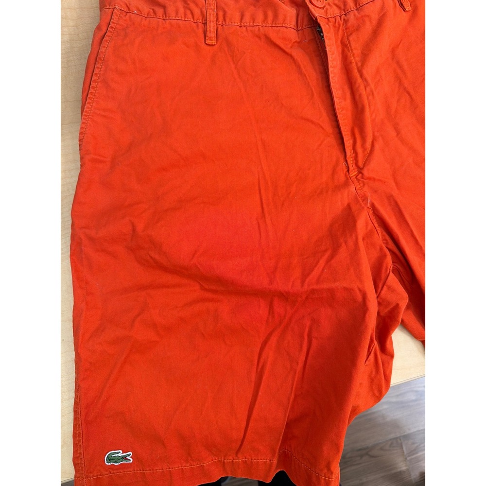 Lacoste Mens Orange Cotton Twill Chino Shorts Classic Fit Size US 36 TX1691